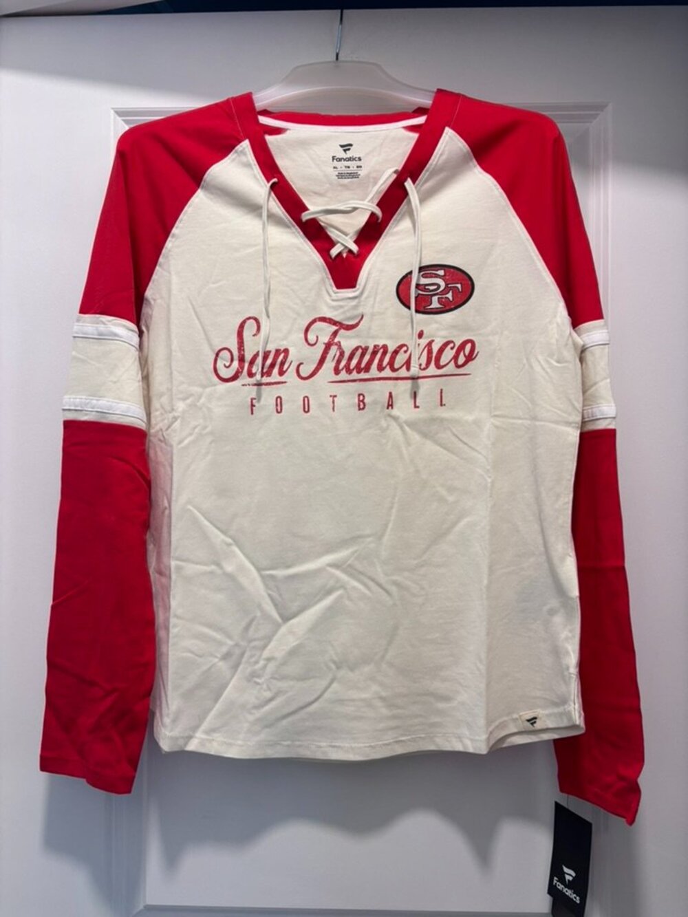 NWT Women's Fanatics Cream/Scarlet San Francisco 49ers Long Sleeve Top - Picture 2 of 10